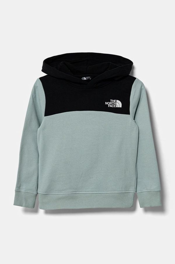 The North Face Dječja pamučna dukserica The North Face BACK LOGO RELAXED P/O HOODIE boja: tirkizna, s kapuljačom, s tiskom, NF0A89HC1OC1