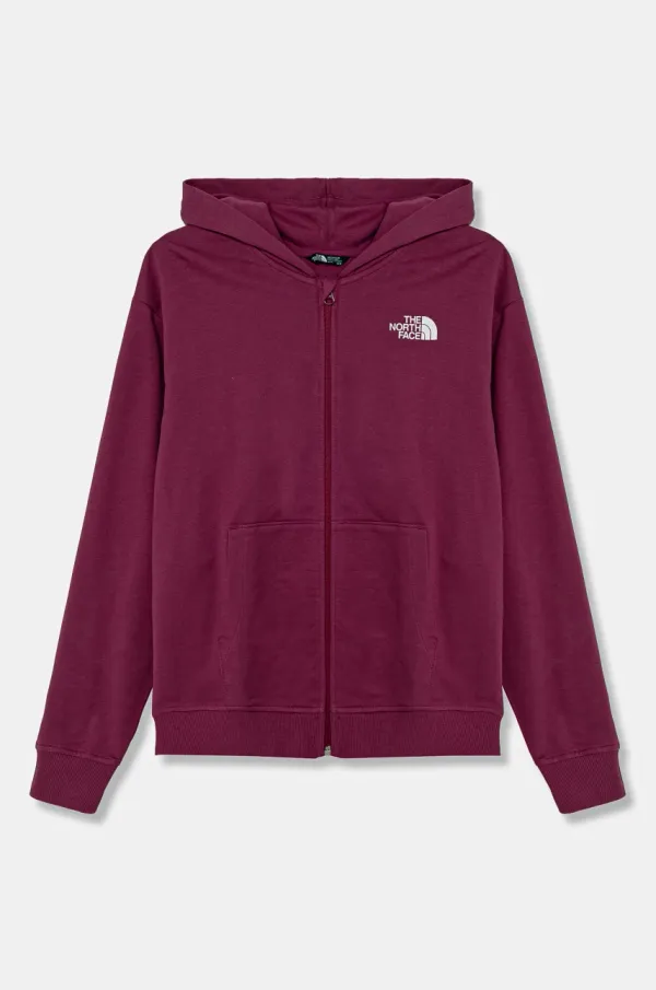The North Face Dječja pamučna dukserica The North Face FZ OVERSIZE LIGHT HOODIE boja: ljubičasta, s kapuljačom, s tiskom, NF0A89HG6EO1