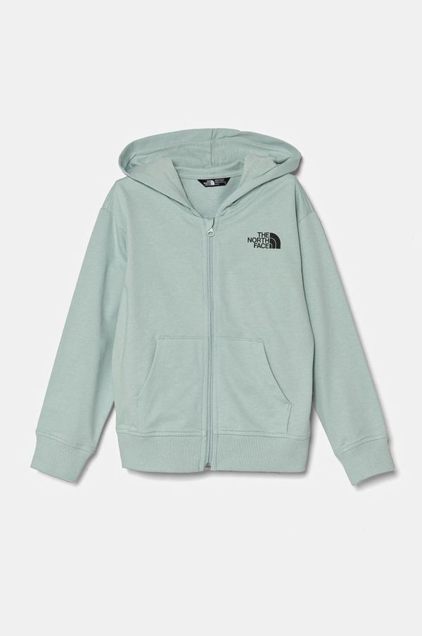 The North Face Dječja pamučna dukserica The North Face FZ OVERSIZE LIGHT HOODIE boja: tirkizna, s kapuljačom, s tiskom, NF0A89HG1OC1