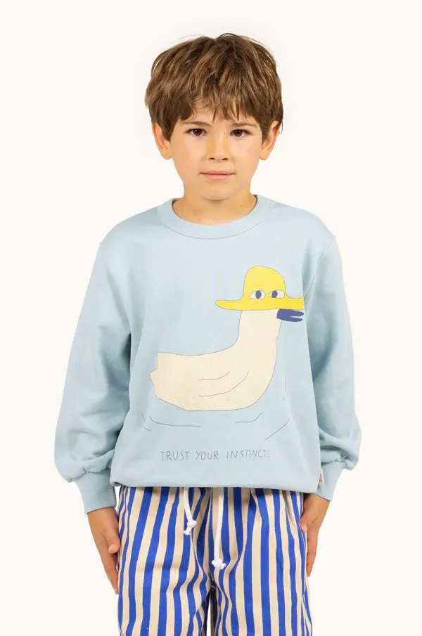 Tinycottons Dječja pamučna dukserica Tinycottons DUCK GRAPHIC SWEATSHIRT s tiskom, SS25-101