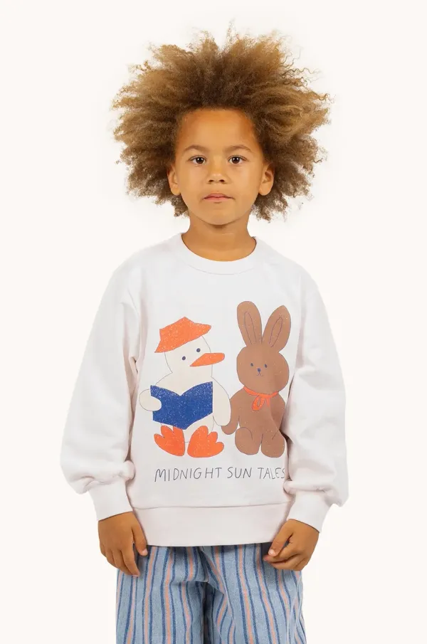Tinycottons Dječja pamučna dukserica Tinycottons READERS GRAPHIC SWEATSHIRT boja: bež, s tiskom, SS25-103