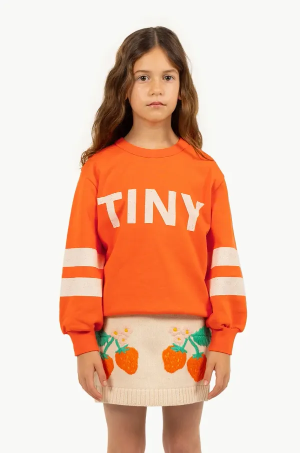 Tinycottons Dječja pamučna dukserica Tinycottons STRIPES LOGO SWEATSHIRT boja: narančasta, s tiskom, SS25-155