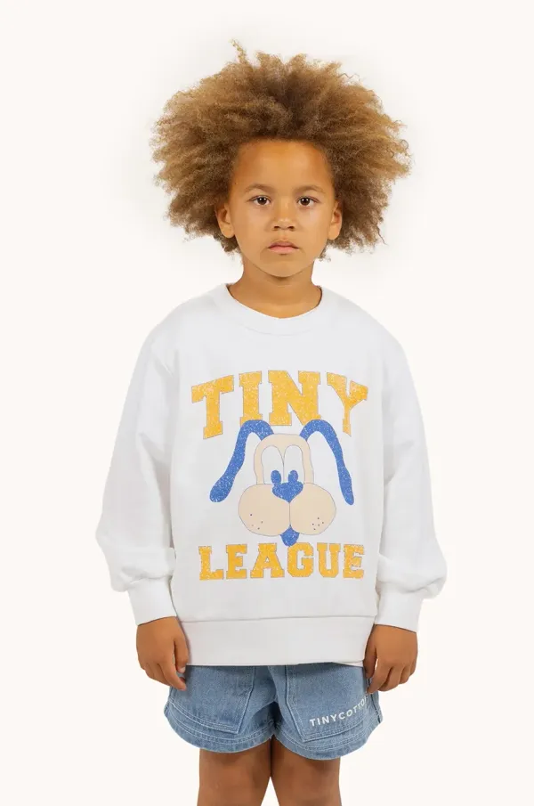 Tinycottons Dječja pamučna dukserica Tinycottons TINY LEAGUE GRAPHIC SWEATSHIRT boja: bež, s tiskom, SS25-102