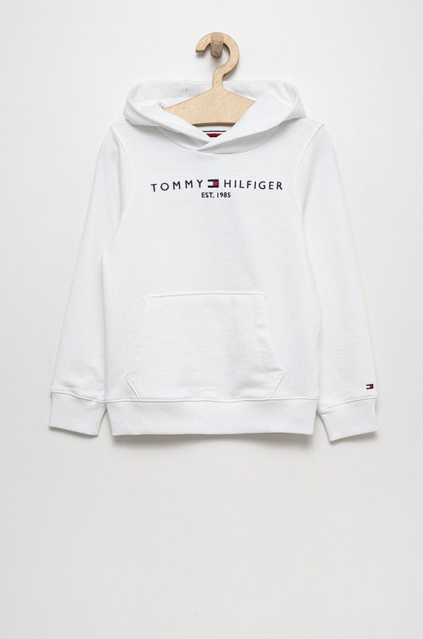 Tommy Hilfiger Dječja pamučna dukserica Tommy Hilfiger boja bijela, s kapuljačom