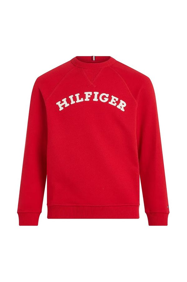 Tommy Hilfiger Dječja pamučna dukserica Tommy Hilfiger boja: crvena, s tiskom, KS0KS00626