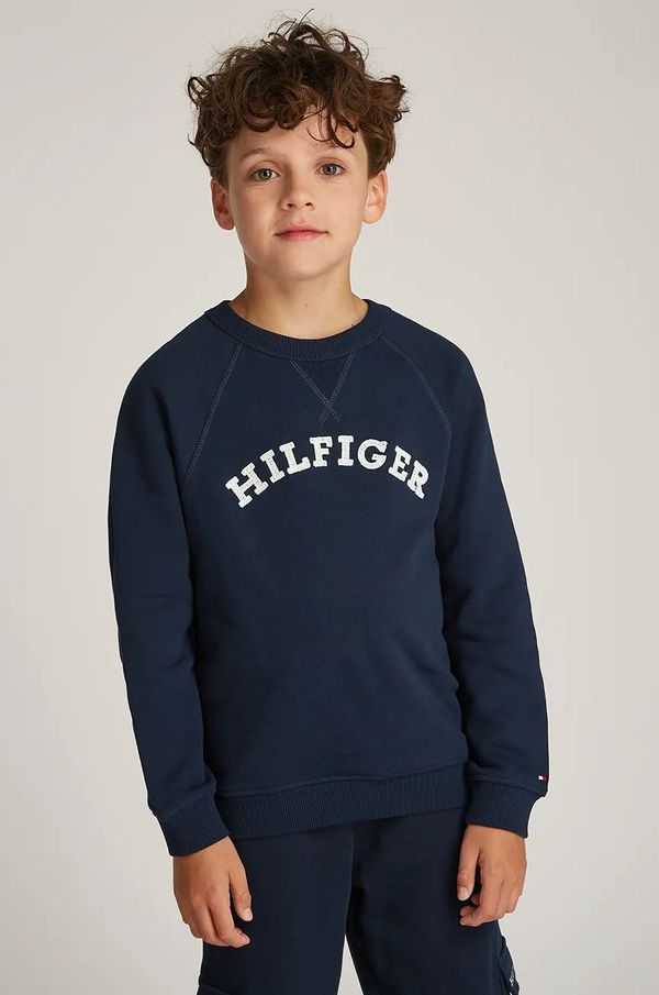 Tommy Hilfiger Dječja pamučna dukserica Tommy Hilfiger boja: tamno plava, s tiskom, KS0KS00626