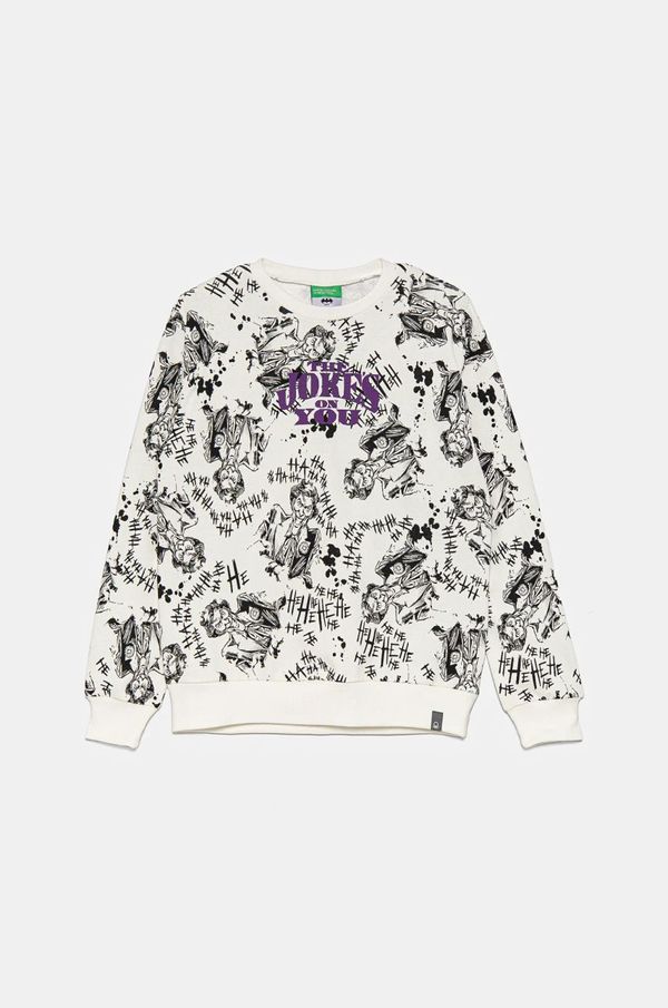 United Colors of Benetton Dječja pamučna dukserica United Colors of Benetton boja: bijela, s uzorkom, 3IIMC10MH