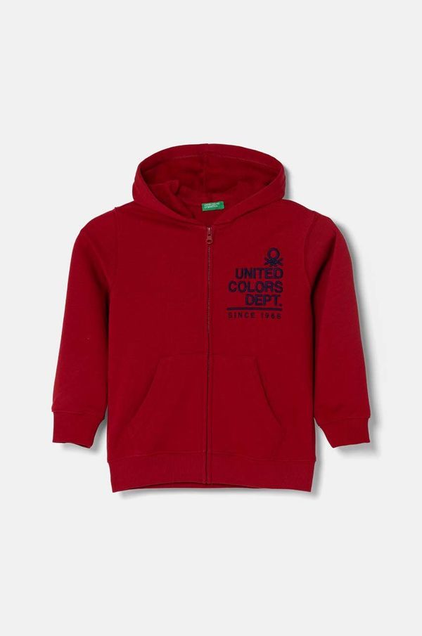 United Colors of Benetton Dječja pamučna dukserica United Colors of Benetton boja: bordo, s kapuljačom, s uzorkom, 3J68C503X