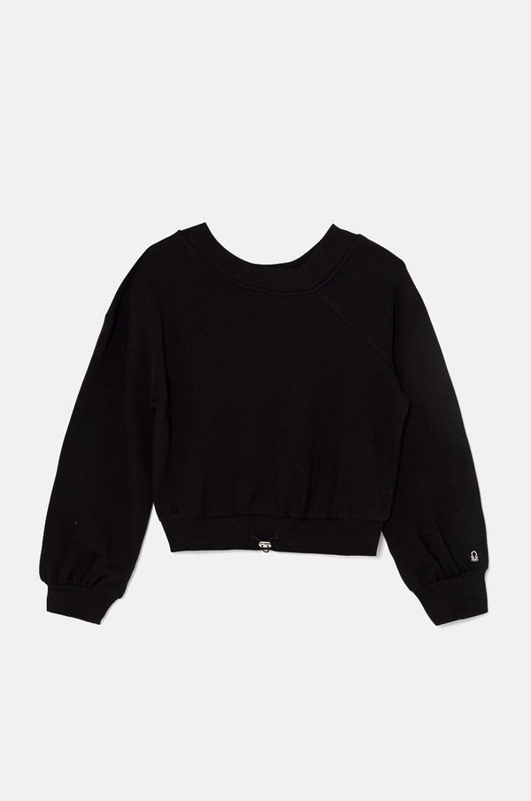 United Colors of Benetton Dječja pamučna dukserica United Colors of Benetton boja: crna, bez uzorka, 33NVC400B