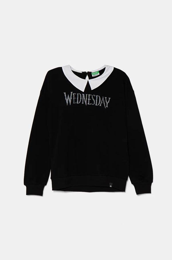 United Colors of Benetton Dječja pamučna dukserica United Colors of Benetton boja: crna, s tiskom, 3J68C10MD