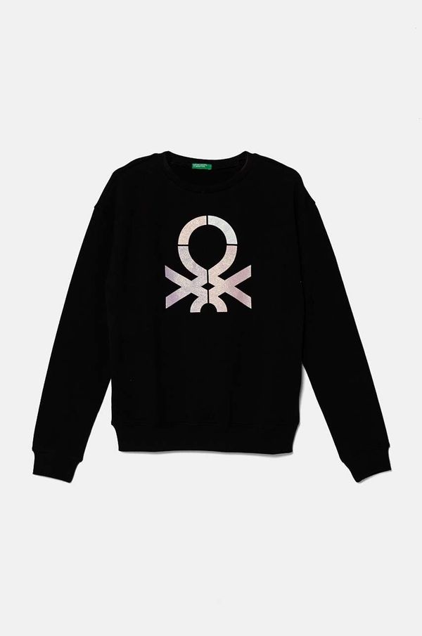 United Colors of Benetton Dječja pamučna dukserica United Colors of Benetton boja: crna, s uzorkom, 3J68C10L8