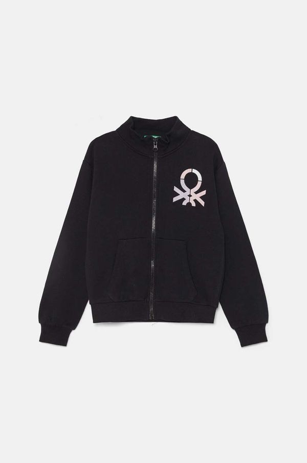 United Colors of Benetton Dječja pamučna dukserica United Colors of Benetton boja: crna, s uzorkom, 3J68C503Y