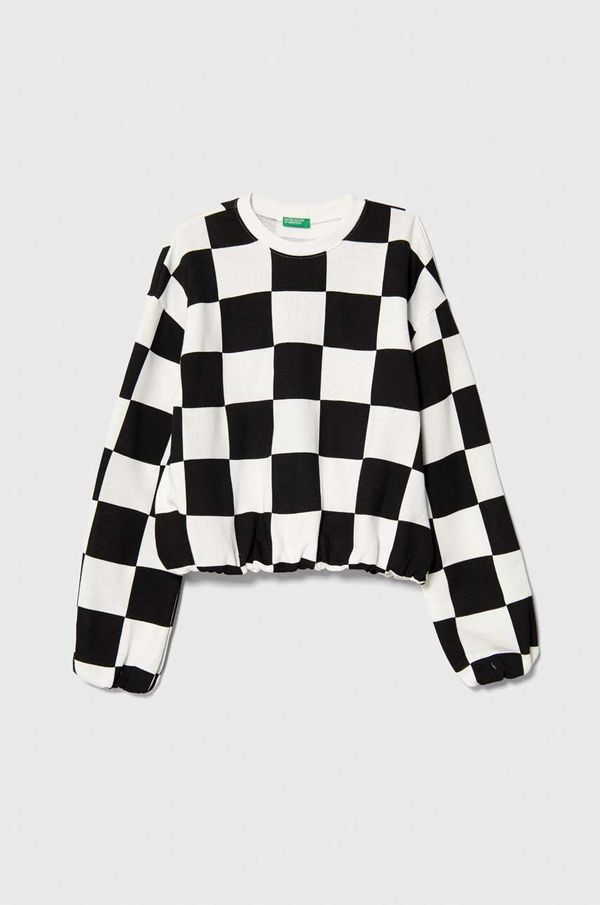 United Colors of Benetton Dječja pamučna dukserica United Colors of Benetton boja: crna, s uzorkom