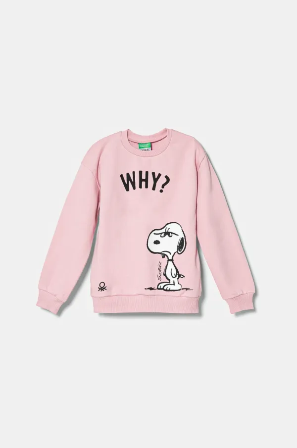 United Colors of Benetton Dječja pamučna dukserica United Colors of Benetton boja: ružičasta, s tiskom, 3UNIC10NF