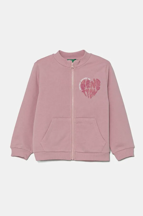 United Colors of Benetton Dječja pamučna dukserica United Colors of Benetton boja: ružičasta, s uzorkom, 3J70G503N