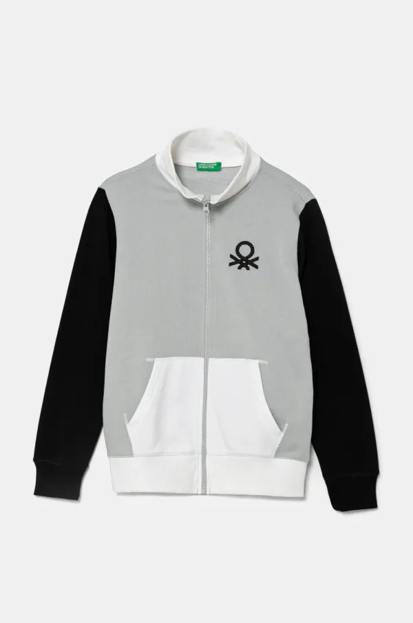 United Colors of Benetton Dječja pamučna dukserica United Colors of Benetton boja: siva, bez uzorka, 3J68C501B