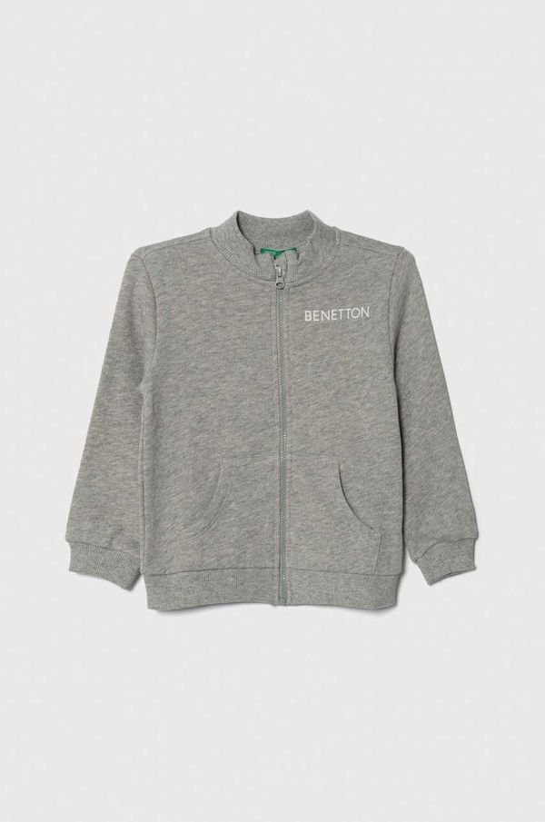 United Colors of Benetton Dječja pamučna dukserica United Colors of Benetton boja: siva, s tiskom