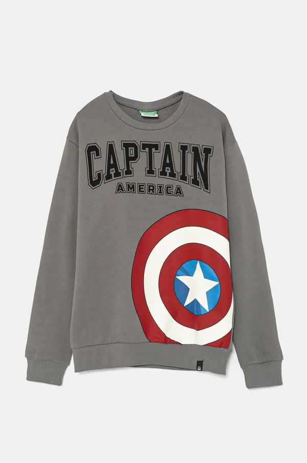 United Colors of Benetton Dječja pamučna dukserica United Colors of Benetton boja: siva, s uzorkom, 3J68C10MK