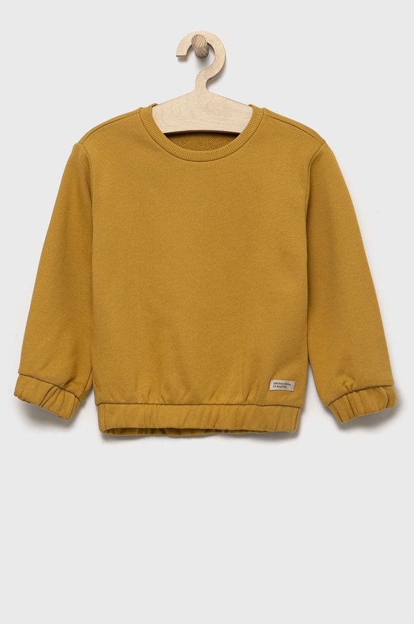 United Colors of Benetton Dječja pamučna dukserica United Colors of Benetton boja: zelena, glatka