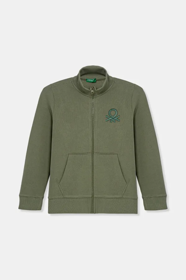 United Colors of Benetton Dječja pamučna dukserica United Colors of Benetton boja: zelena, melanž, 3J68C501B