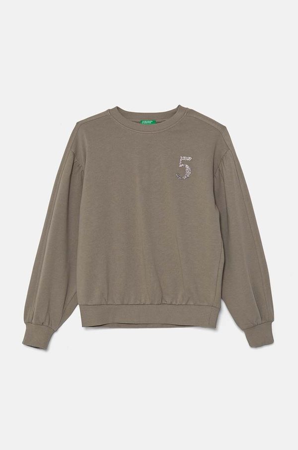 United Colors of Benetton Dječja pamučna dukserica United Colors of Benetton boja: zelena, s tiskom, 33NVC10K3