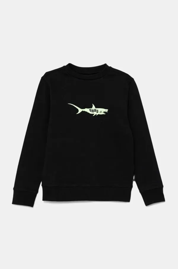 Vans Dječja pamučna dukserica Vans The Pack Crew boja: crna, s tiskom, VN000MMABLK1