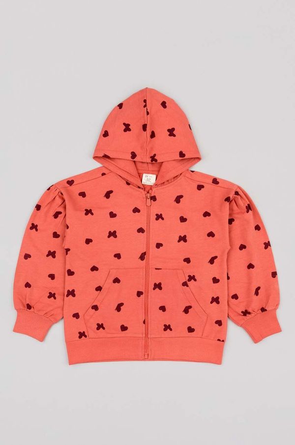 Zippy Dječja pamučna dukserica zippy boja: ružičasta, s kapuljačom, s uzorkom