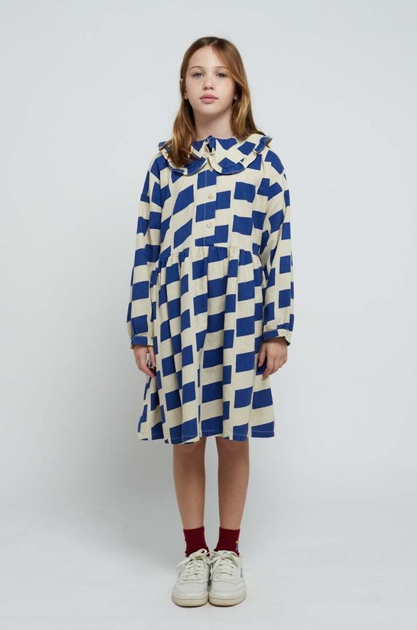 Bobo Choses Dječja pamučna haljina Bobo Choses boja: bijela, mini, širi se prema dolje