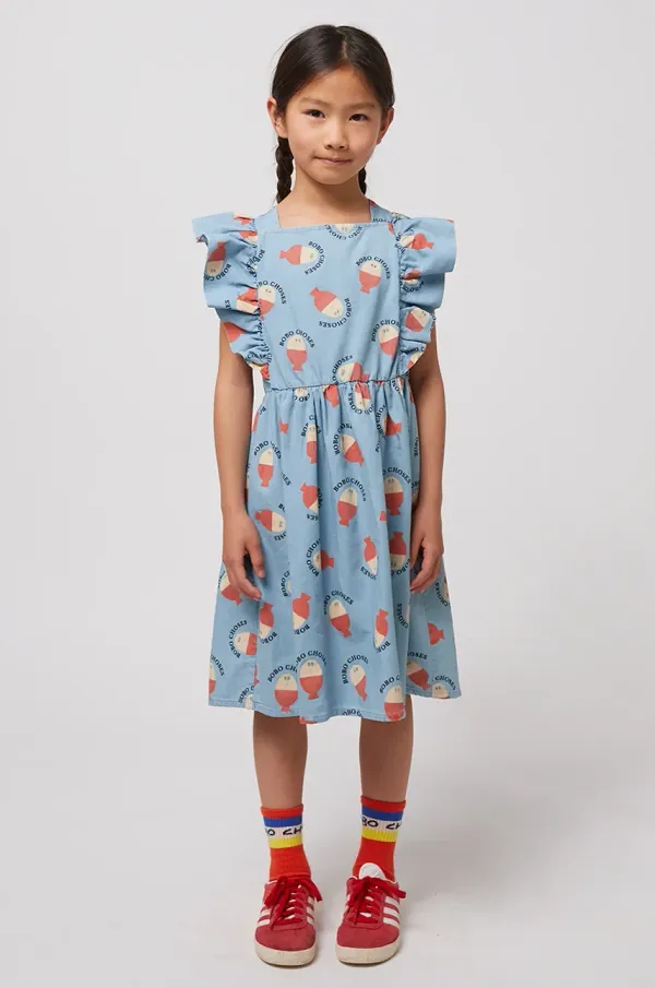 Bobo Choses Dječja pamučna haljina Bobo Choses Morning Egg mini, ravna, 125AC143