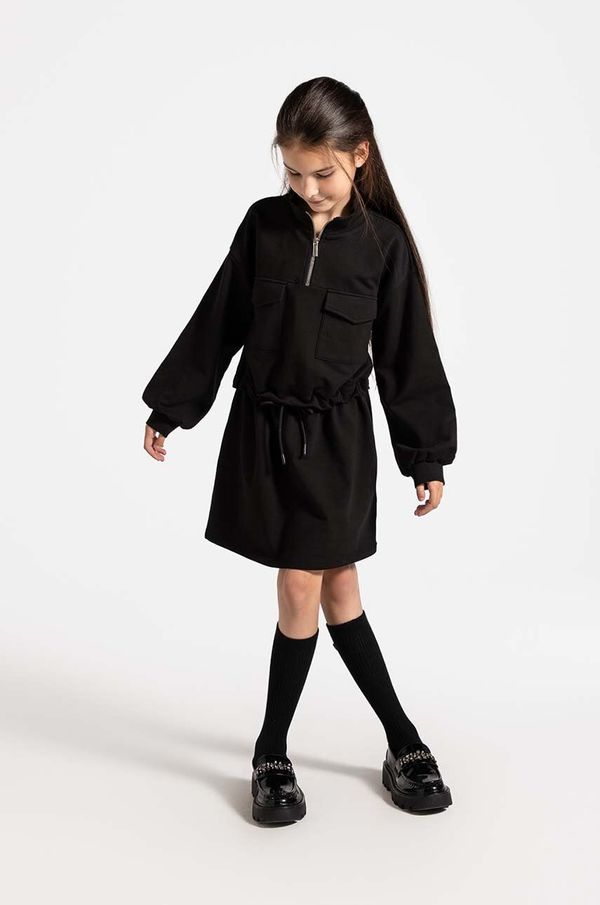 Coccodrillo Dječja pamučna haljina Coccodrillo boja: crna, mini, ravna, CARTOONS GIRL JUNIOR