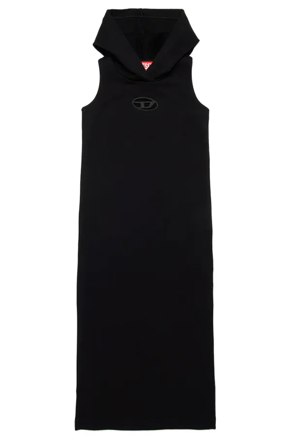 Diesel Dječja pamučna haljina Diesel DYTES DRESS boja: crna, midi, ravna, J02203