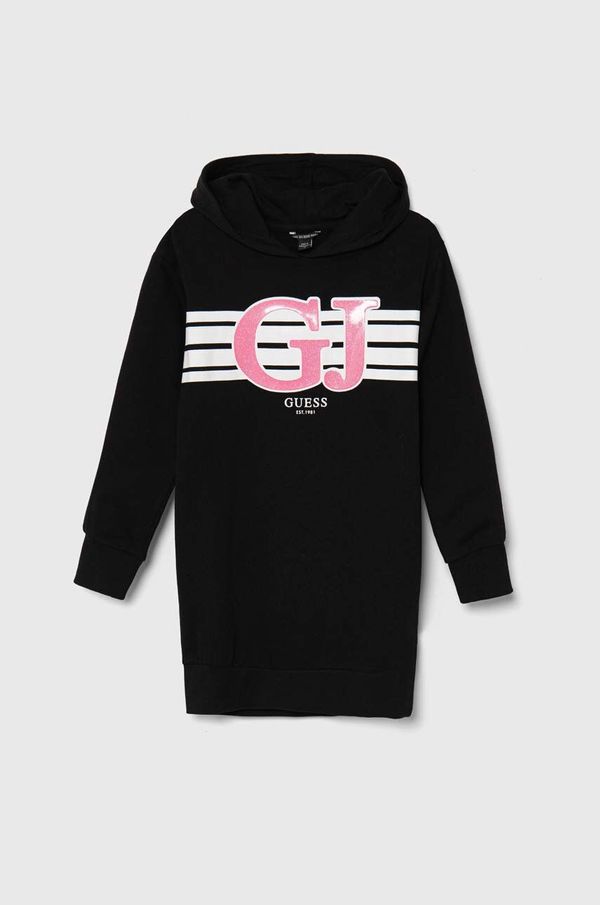 Guess Dječja pamučna haljina Guess boja: crna, mini, oversize, J4YK03 KA6R4