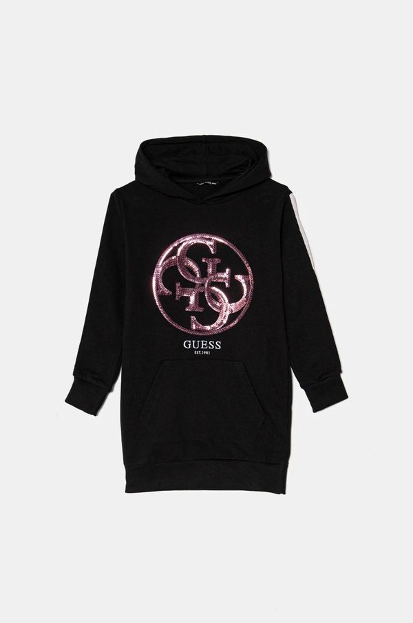 Guess Dječja pamučna haljina Guess boja: crna, mini, ravna, J5RK16 KAD74