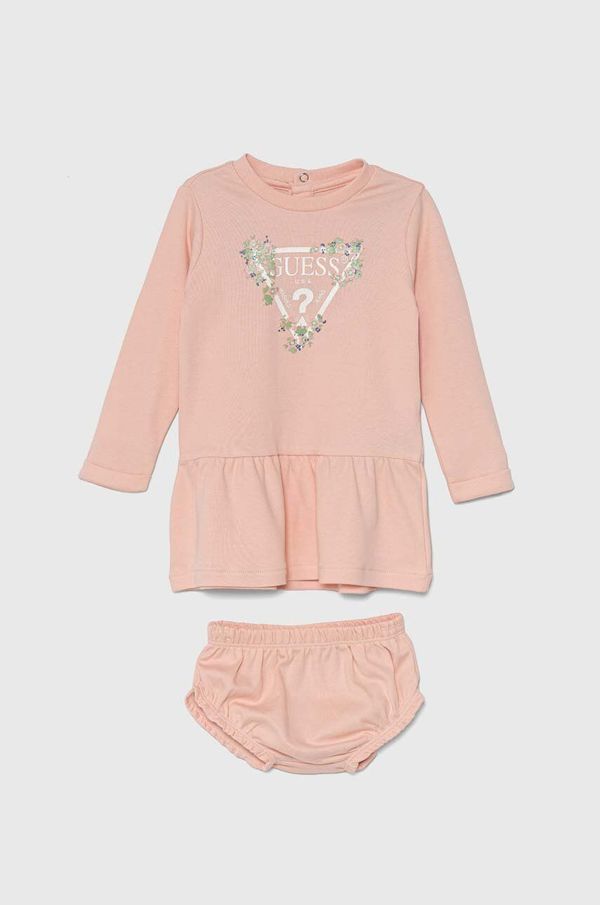 Guess Dječja pamučna haljina Guess boja: narančasta, mini, širi se prema dolje, A4YK19 KA6W4