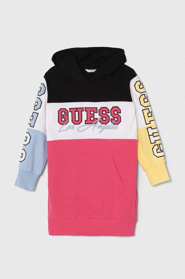 Guess Dječja pamučna haljina Guess boja: ružičasta, mini, ravna, J4YK07 KA6R3