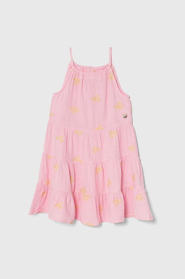 Guess Dječja pamučna haljina Guess boja: ružičasta, mini, širi se prema dolje