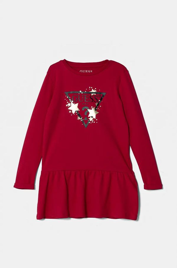 Guess Dječja pamučna haljina Guess boja: ružičasta, mini, širi se prema dolje, K3YK13 KA6W4