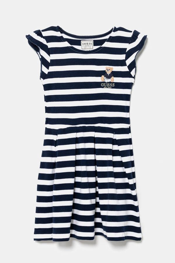 Guess Dječja pamučna haljina Guess midi, širi se prema dolje, K5RK15 K85Z4