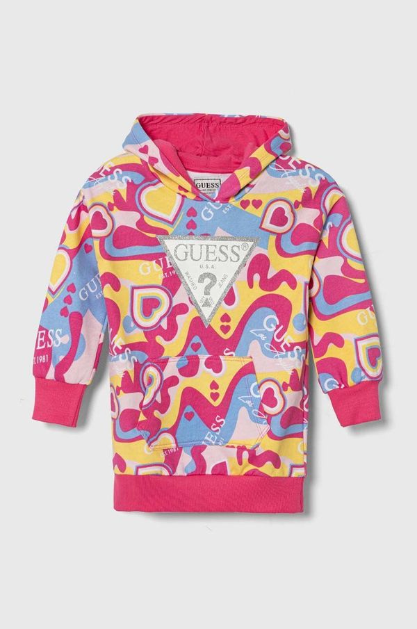 Guess Dječja pamučna haljina Guess mini, ravna, K4YK10 KA6R3