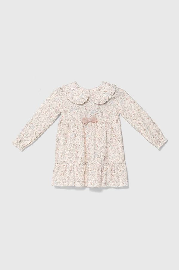 Jamiks Dječja pamučna haljina Jamiks SHAZIA boja: ružičasta, midi, širi se prema dolje, JZH192