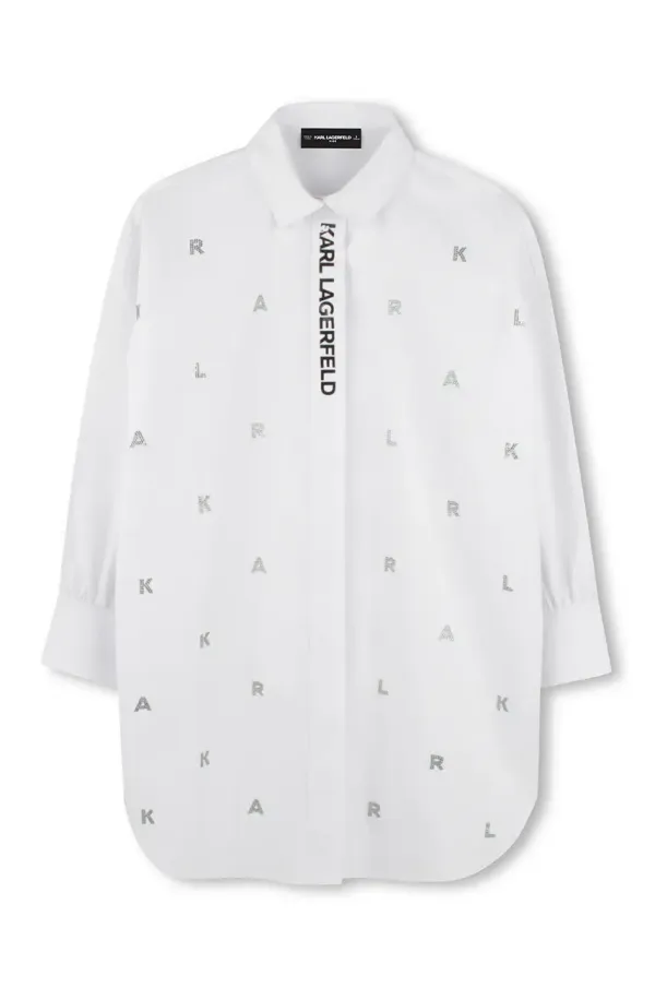 Karl Lagerfeld Dječja pamučna haljina Karl Lagerfeld boja: bijela, mini, ravna, Z30463