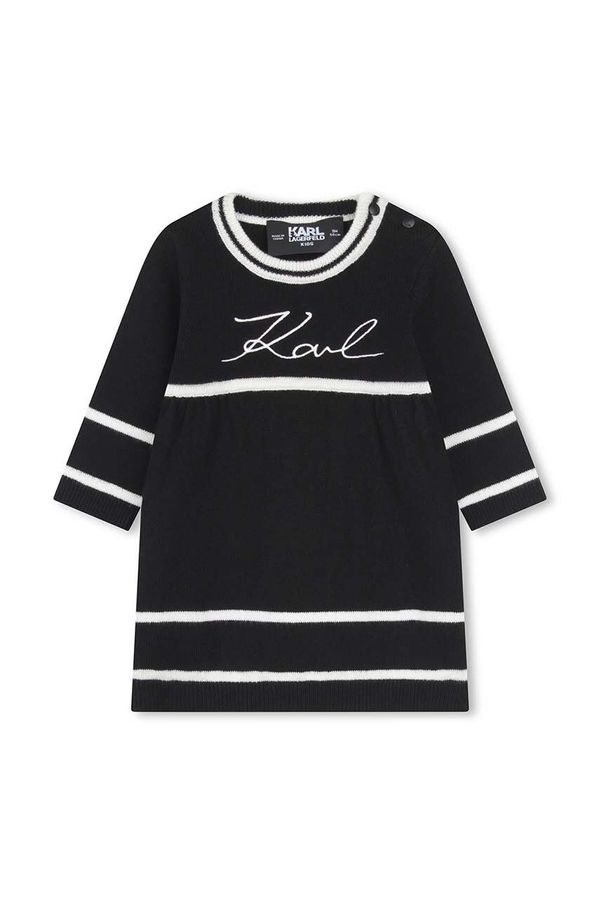 Karl Lagerfeld Dječja pamučna haljina Karl Lagerfeld boja: crna, midi, ravna, Z30277