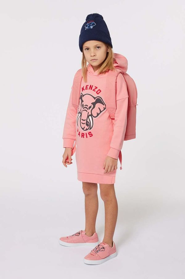 Kenzo kids Dječja pamučna haljina Kenzo Kids boja: ružičasta, mini, ravna, K60660