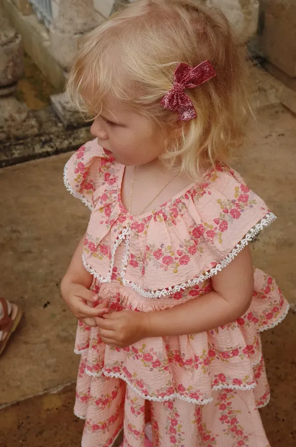 Konges Sløjd Dječja pamučna haljina Konges Sløjd BELLA FRILL DRESS GOTS boja: ružičasta, mini, širi se prema dolje, KS102294