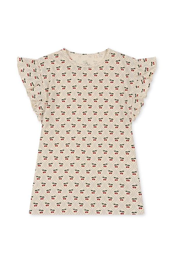 Konges Sløjd Dječja pamučna haljina Konges Sløjd boja: bež, mini, ravna