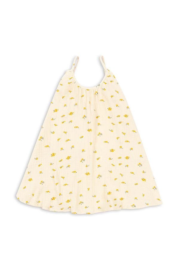 Konges Sløjd Dječja pamučna haljina Konges Sløjd boja: bež, mini, širi se prema dolje