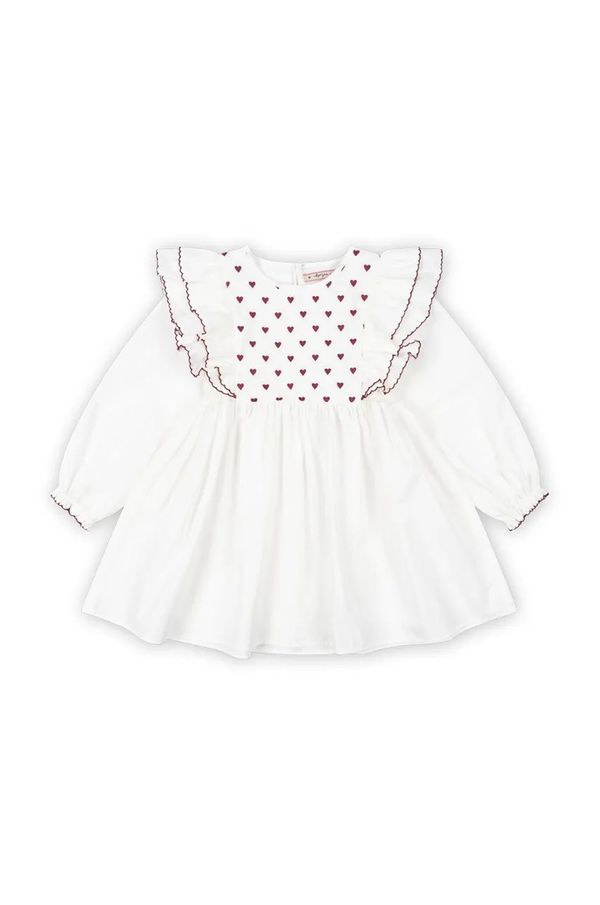 Konges Sløjd Dječja pamučna haljina Konges Sløjd COEUR DRESS GOTS boja: bijela, mini, širi se prema dolje, KS101933