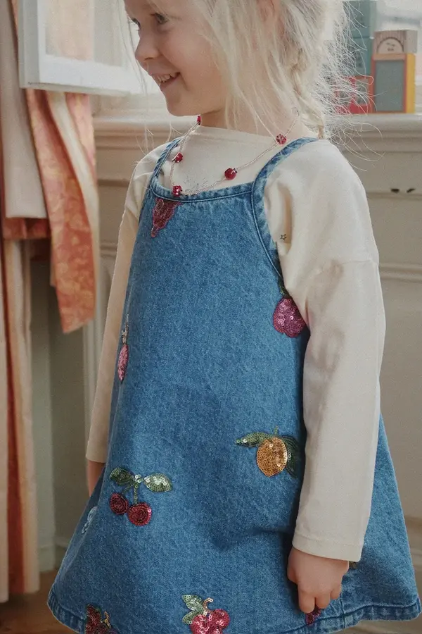 Konges Sløjd Dječja pamučna haljina Konges Sløjd MAGOT SEQUIN STRAP DRESS GOTS