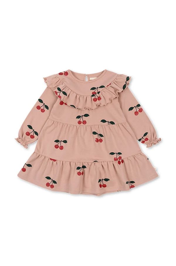 Konges Sløjd Dječja pamučna haljina Konges Sløjd MALLI GLITTER DRESS GOTS boja: ružičasta, mini, širi se prema dolje, KS101792