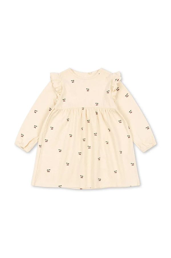 Konges Sløjd Dječja pamučna haljina Konges Sløjd SUI FRILL DRESS GOTS boja: bež, mini, širi se prema dolje, KS101696